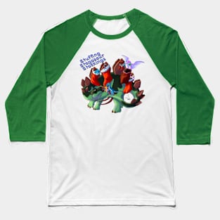 HoliDinos: Stuffing Stegosaur Stockings {Text} Baseball T-Shirt